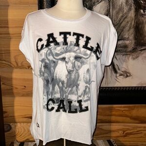 Cattle Call Graphic White T-Shirt